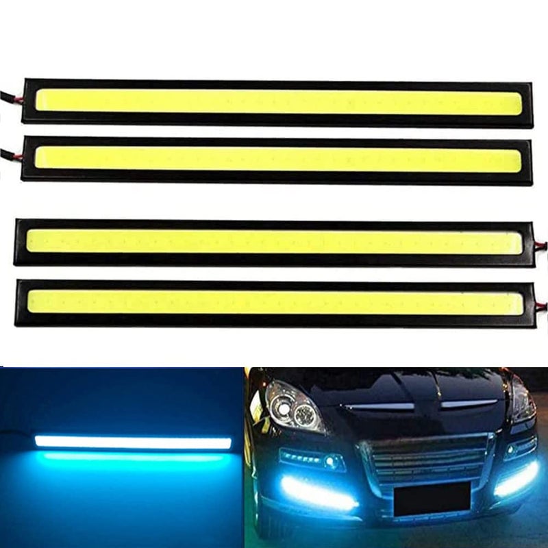 YSY 17cm Universal Car Trucks Daytime Running Light Lamp Super Bright 12V Waterproof LED Strips COB DRL Car Led Fog Light (Ice Blue) - Image 1